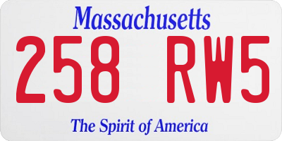 MA license plate 258RW5