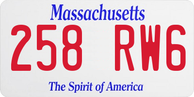 MA license plate 258RW6