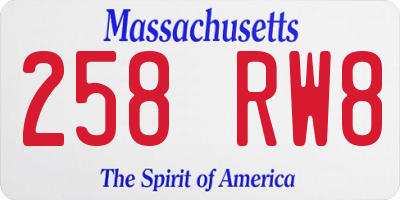 MA license plate 258RW8