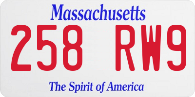 MA license plate 258RW9