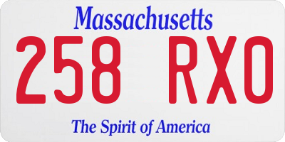 MA license plate 258RX0