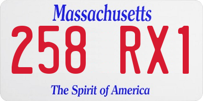 MA license plate 258RX1