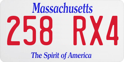 MA license plate 258RX4