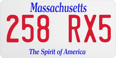 MA license plate 258RX5