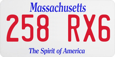 MA license plate 258RX6