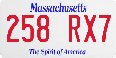 MA license plate 258RX7