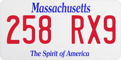 MA license plate 258RX9