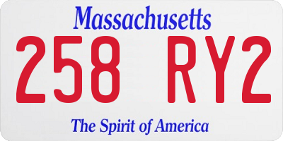 MA license plate 258RY2