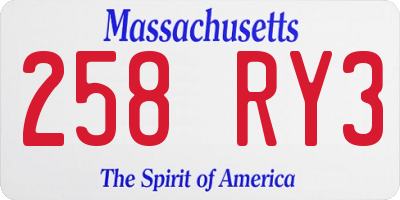 MA license plate 258RY3