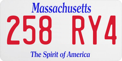 MA license plate 258RY4