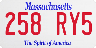 MA license plate 258RY5