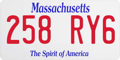 MA license plate 258RY6