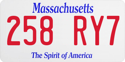 MA license plate 258RY7