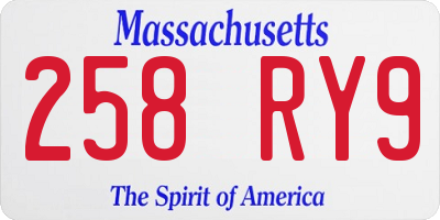 MA license plate 258RY9