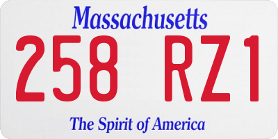 MA license plate 258RZ1