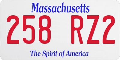 MA license plate 258RZ2