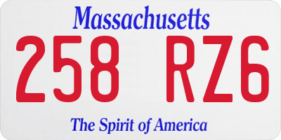 MA license plate 258RZ6