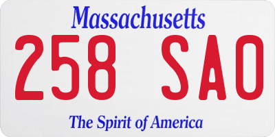 MA license plate 258SA0