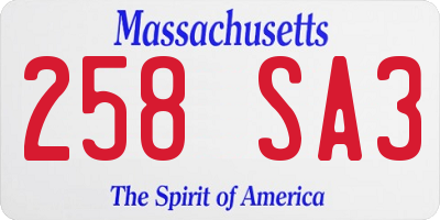 MA license plate 258SA3
