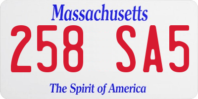 MA license plate 258SA5