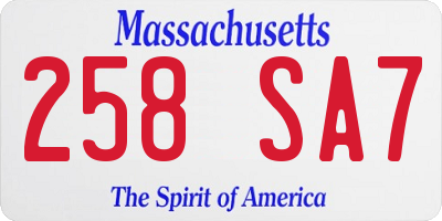 MA license plate 258SA7