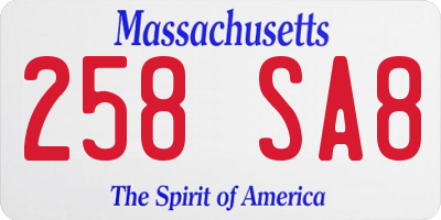 MA license plate 258SA8