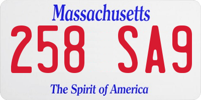 MA license plate 258SA9