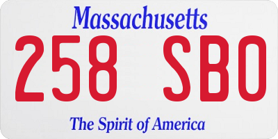 MA license plate 258SB0