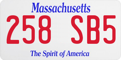 MA license plate 258SB5