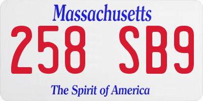 MA license plate 258SB9