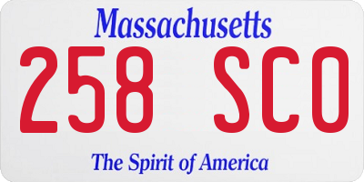 MA license plate 258SC0