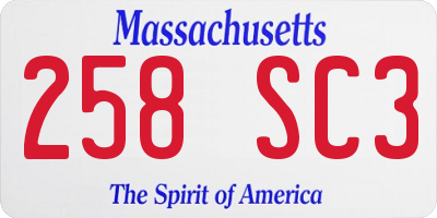 MA license plate 258SC3