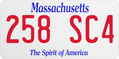MA license plate 258SC4