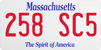 MA license plate 258SC5