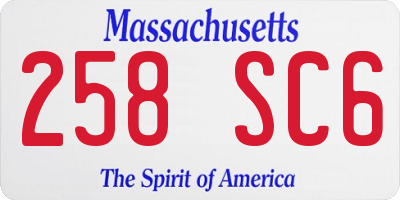 MA license plate 258SC6