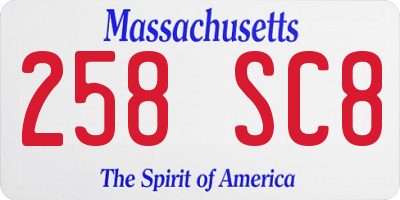 MA license plate 258SC8