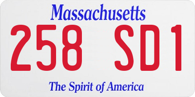 MA license plate 258SD1