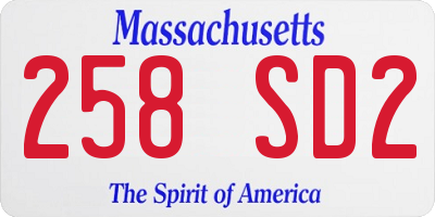 MA license plate 258SD2