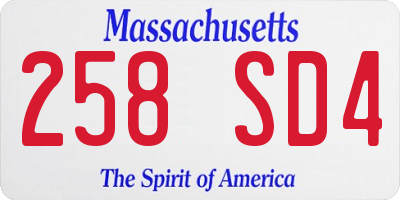 MA license plate 258SD4