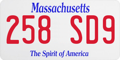 MA license plate 258SD9