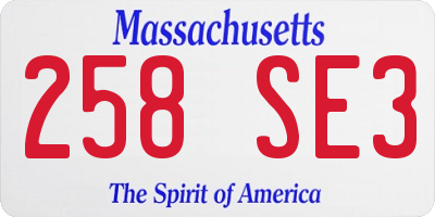 MA license plate 258SE3