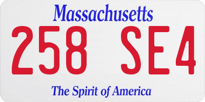 MA license plate 258SE4
