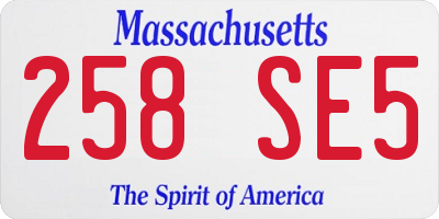 MA license plate 258SE5
