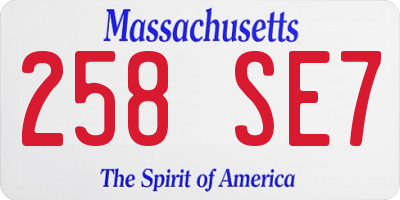 MA license plate 258SE7