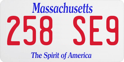 MA license plate 258SE9