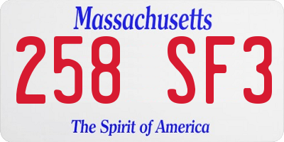 MA license plate 258SF3