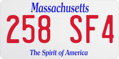MA license plate 258SF4