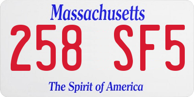 MA license plate 258SF5