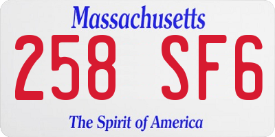 MA license plate 258SF6