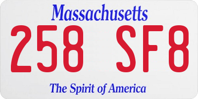 MA license plate 258SF8